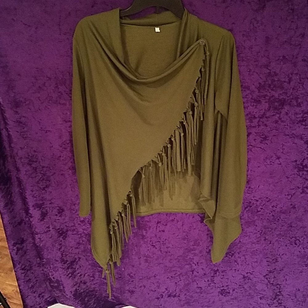 Olive tasseled cardigan
